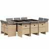vidaXL Matgrupp f&ouml;r tr&auml;dg&aring;rden med dynor 11delar mixbeige konstrotting