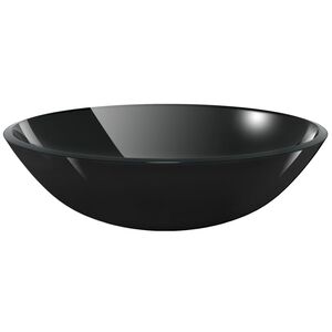 vidaXL Handfat i h&auml;rdat glas 42 cm svart