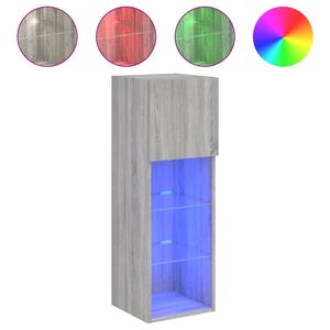 vidaXL TV-b&auml;nk med LED-belysning gr&aring; sonoma 30,5x30x90 cm