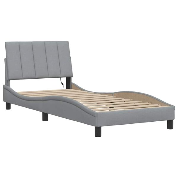 vidaXL Bed Frame without Mattress "Hanko" Light Grey 90x200cm Fabric