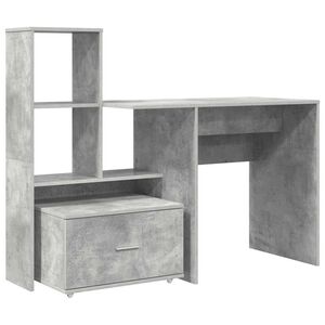 vidaXL Skrivbord Betonggr&aring; Konstruerat tr&auml; 131,5 x 50 x 106,5 cm