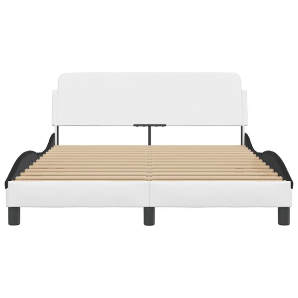 vidaXL Bed Frame "Dover" White&Black 140x190 cm Faux Leather