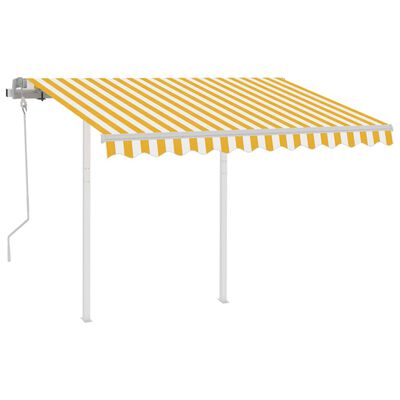 vidaXL Markis med stolpar manuellt infällbar 3x2,5 m gul och vit