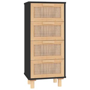 vidaXL Sk&auml;nk svart 40x30x90 cm massiv furu och naturlig rotting