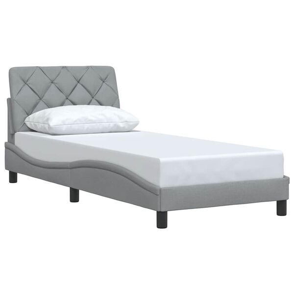 vidaXL Bed Frame without Mattress Light Grey 90x200 cm Fabric
