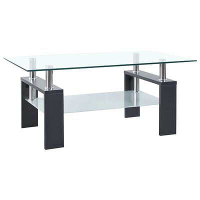 vidaXL Soffbord grå och transparent 95x55x40 cm härdat glas