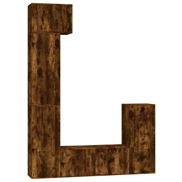 vidaXL Tv-sk&aring;p 5 delar r&ouml;kf&auml;rgad ek konstruerat tr&auml;