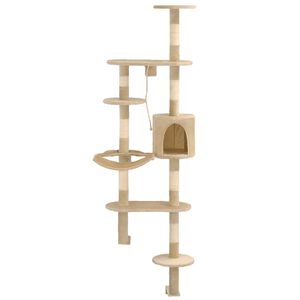 vidaXL Kattr&auml;d v&auml;ggmonterat med kl&ouml;spelare i sisal 194 cm beige