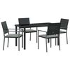 vidaXL Tr&auml;dg&aring;rdsm&ouml;belset 5 pcs Svart och Ljusgr&aring; PE Rattan