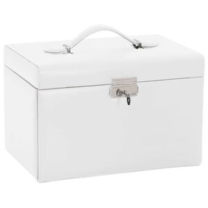 vidaXL Smyckeskrin 3-skikts med spegel l&aring;sbar vit 26x18x17,5 cm