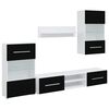 vidaXL TV-möbler 5 delar med LED-belysning matt svart konstruerat trä