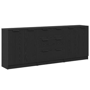 vidaXL Sideboard 3 pcs Svart Ek 180 x 30 x 70 cm Konstruerat tr&auml;