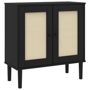 vidaXL Sidobord SENJA rottinglook svart 80x35x80 cm massiv furu