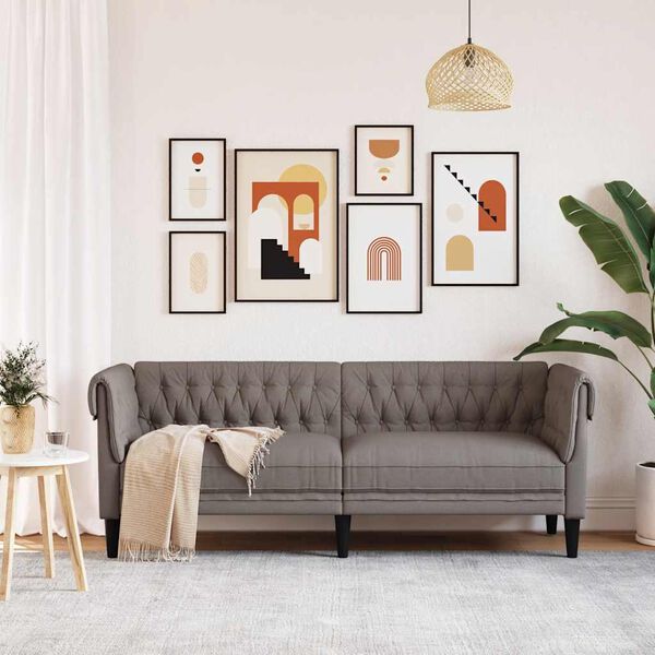 vidaXL Chesterfieldsoffa 3-sits taupe tyg