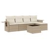 vidaXL Soffgrupp f&ouml;r tr&auml;dg&aring;rden med dynor 6 delar beige konstrotting