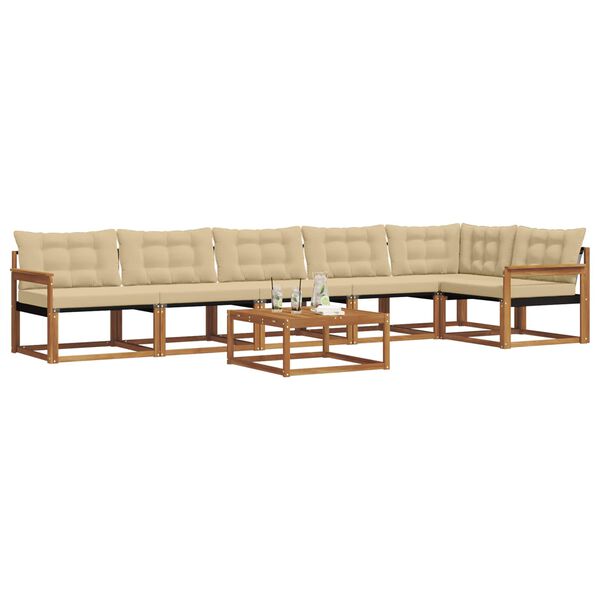 vidaXL Utomhussoffset med kudde 7 pcs Naturlig och Beige