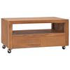 vidaXL TV-b&auml;nk med hjul 80x50x42 cm massiv teak