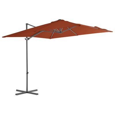 vidaXL Frihängande parasoll med stålstång terrakotta 250x250 cm