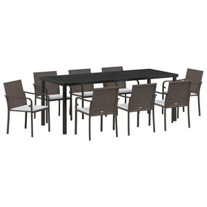 vidaXL Tr&auml;dg&aring;rdsm&ouml;belset 9 pcs Brun Poly rattan