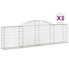 vidaXL Gabioner b&aring;gformade 3 st 300x30x80/100 cm galvaniserat j&auml;rn