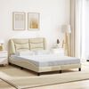 vidaXL Bed Frame with LED without Mattress "Hvar" Cream 140x190 cm Fabric