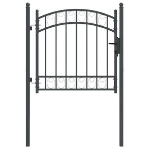 vidaXL Staketgrind EMMEN 100 x 100 cm Pulverlackerad st&aring;l Gr&aring; L&aring;sbar