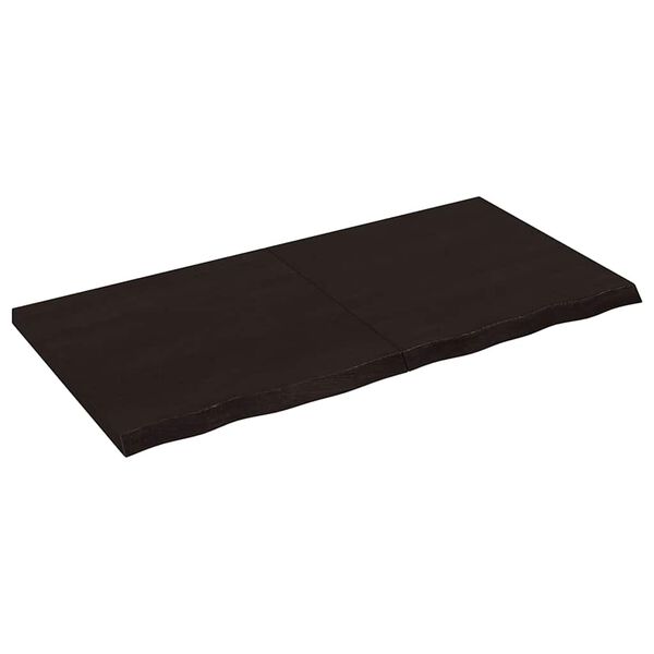 vidaXL Bordsskiva m&ouml;rkbrun 120x60x(2-4) cm behandlad massiv ek