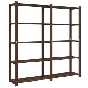 vidaXL F&ouml;rvaringshylla 5 hyllplan brun 170x38x170 cm massiv furu