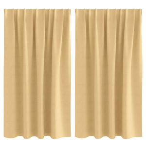 vidaXL M&ouml;rkl&auml;ggningsgardiner med Ringar 2 pcs Beige 140 x 140 cm
