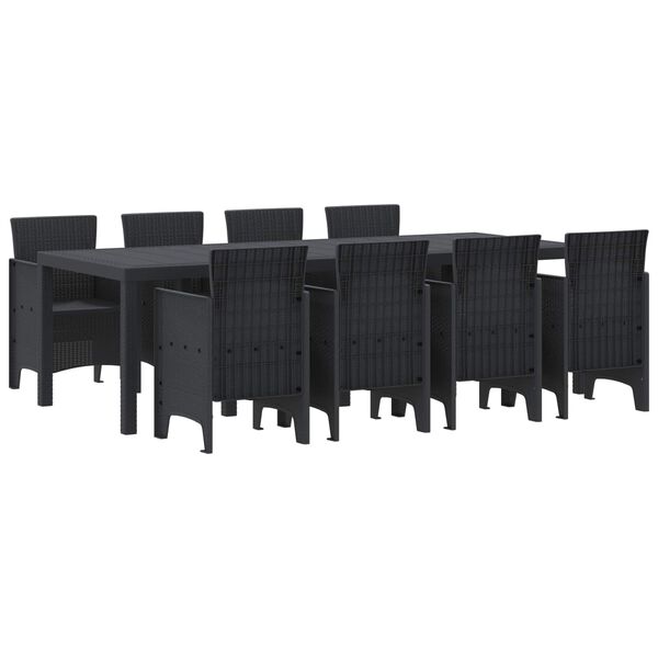 vidaXL Tr&auml;dg&aring;rdsm&ouml;belset 9 pcs Antracit Polypropylen
