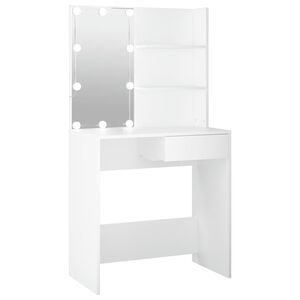 vidaXL Sminkbord med LED vit 74,5x40x141 cm
