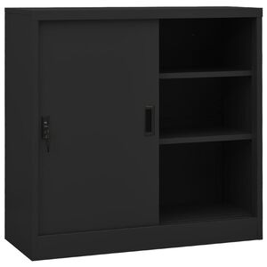 vidaXL Dokumentsk&aring;p med skjutd&ouml;rr antracit 90x40x90 cm st&aring;l