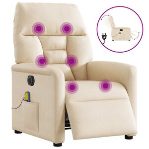 vidaXL Elektrisk massagef&aring;t&ouml;lj beige mikrofibertyg