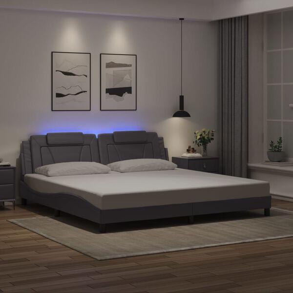 vidaXL Bed Frame "Viana" with LED without Mattress Grey 200x200 cm