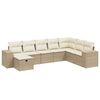 vidaXL Matgrupp f&ouml;r tr&auml;dg&aring;rden med dynor 8 delar beige konstrotting