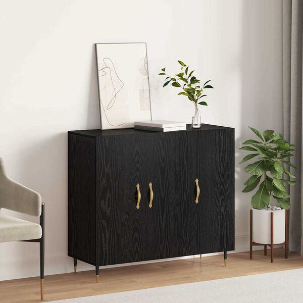 vidaXL Sideboard Svart Ek 90 x 34 x 80 cm Konstruerat tr&auml;