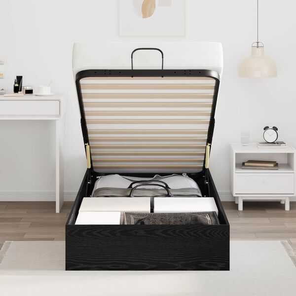 vidaXL Ottoman S&auml;ngram Svart Ek 203 x 90 x 25 cm Konstruerat tr&auml;