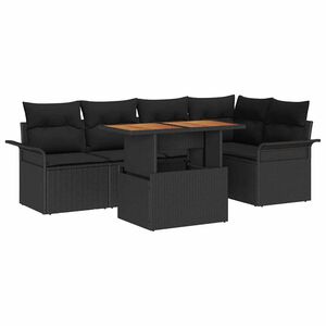 vidaXL Tr&auml;dg&aring;rdsoffset med kudde 6 pcs Svart