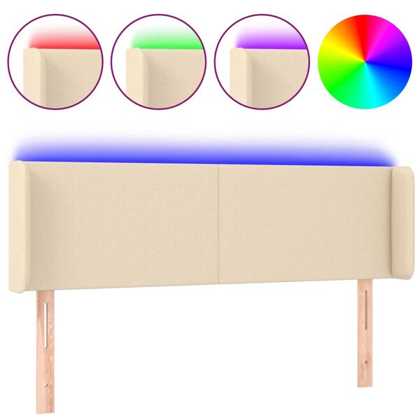 vidaXL S&auml;nggavel LED gr&auml;ddvit 147x16x78/88 cm tyg