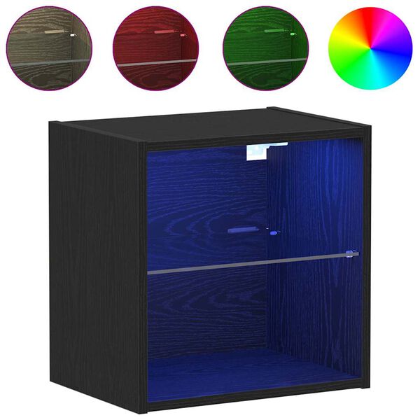 vidaXL Flytande hylla med LED-ljus med hylla Svart 40 x 28,5 x 40 cm