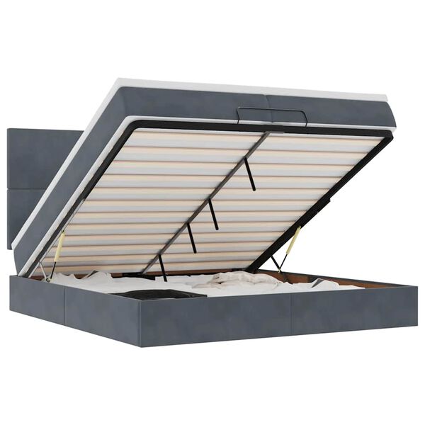 vidaXL Ottoman s&auml;ngram med madrasser m&ouml;rkgr&aring; 200x200 cm sammet