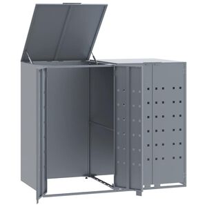 vidaXL Skjul f&ouml;r sopk&auml;rl f&ouml;r 2 platser gr&aring; 138x79x117 cm st&aring;l