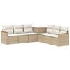 vidaXL Soffset 7 st Beige och kr&auml;mvit Poly Rattan och st&aring;l