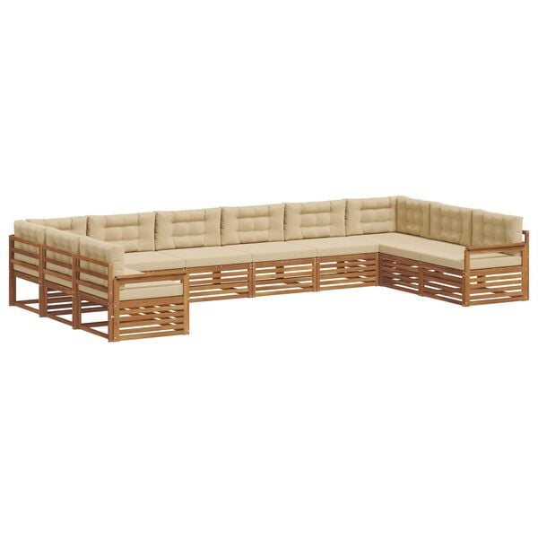 vidaXL Soffgrupper 4 pcs Naturlig och Beige Massivt Akaciatr&auml;