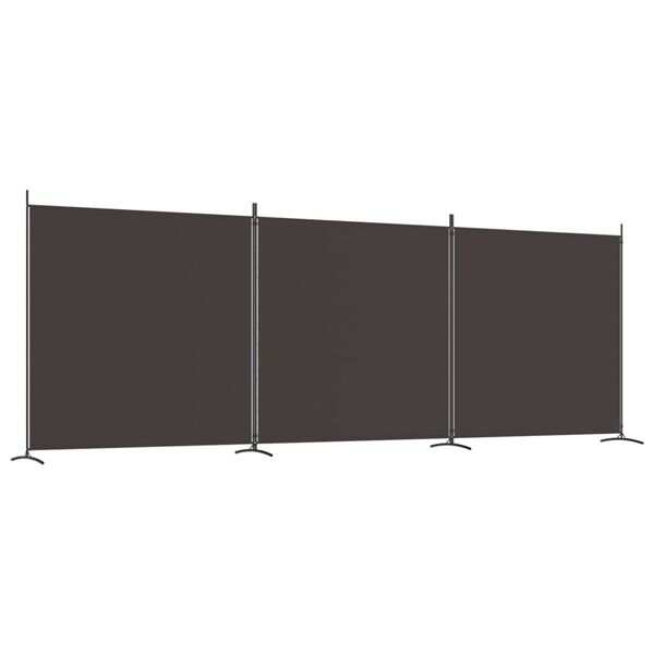 vidaXL Rumsavdelare 3 paneler brun 525x180 cm tyg