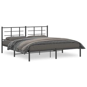 vidaXL S&auml;ngram med huvudgavel metall svart 183x213 cm