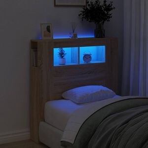 vidaXL S&auml;nggavel LED sonoma-ek 100x18,5x103,5 cm konstruerat tr&auml;