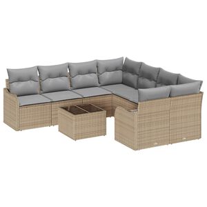 vidaXL Tr&auml;dg&aring;rdsoffset 9 st 8-Antal sittplatser Beige konstrotting