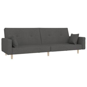 vidaXL B&auml;ddsoffa 2-sits med tv&aring; kuddar m&ouml;rkgr&aring; tyg