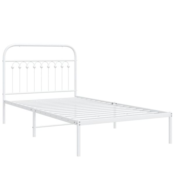vidaXL Sängram med huvudgavel metall vit 100x190 cm
